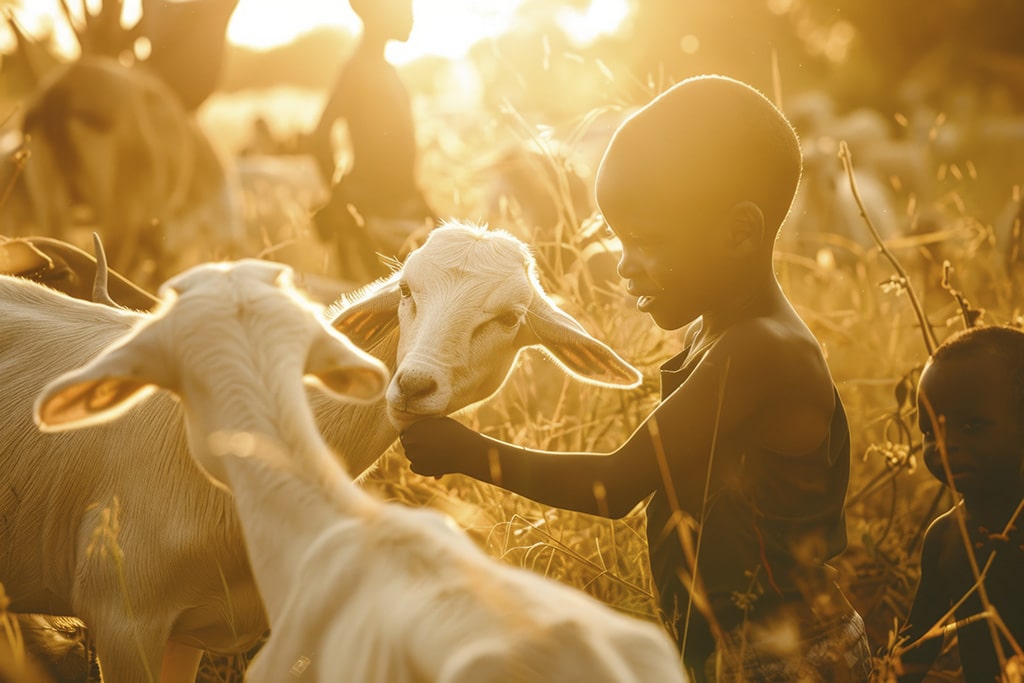 enfants africains moutons